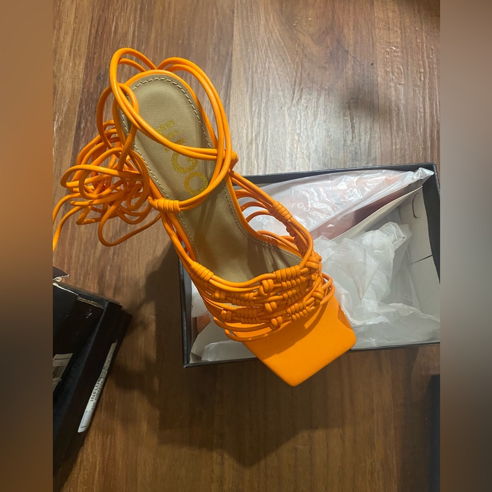 EGO Vibrant Orange Strappy Heels